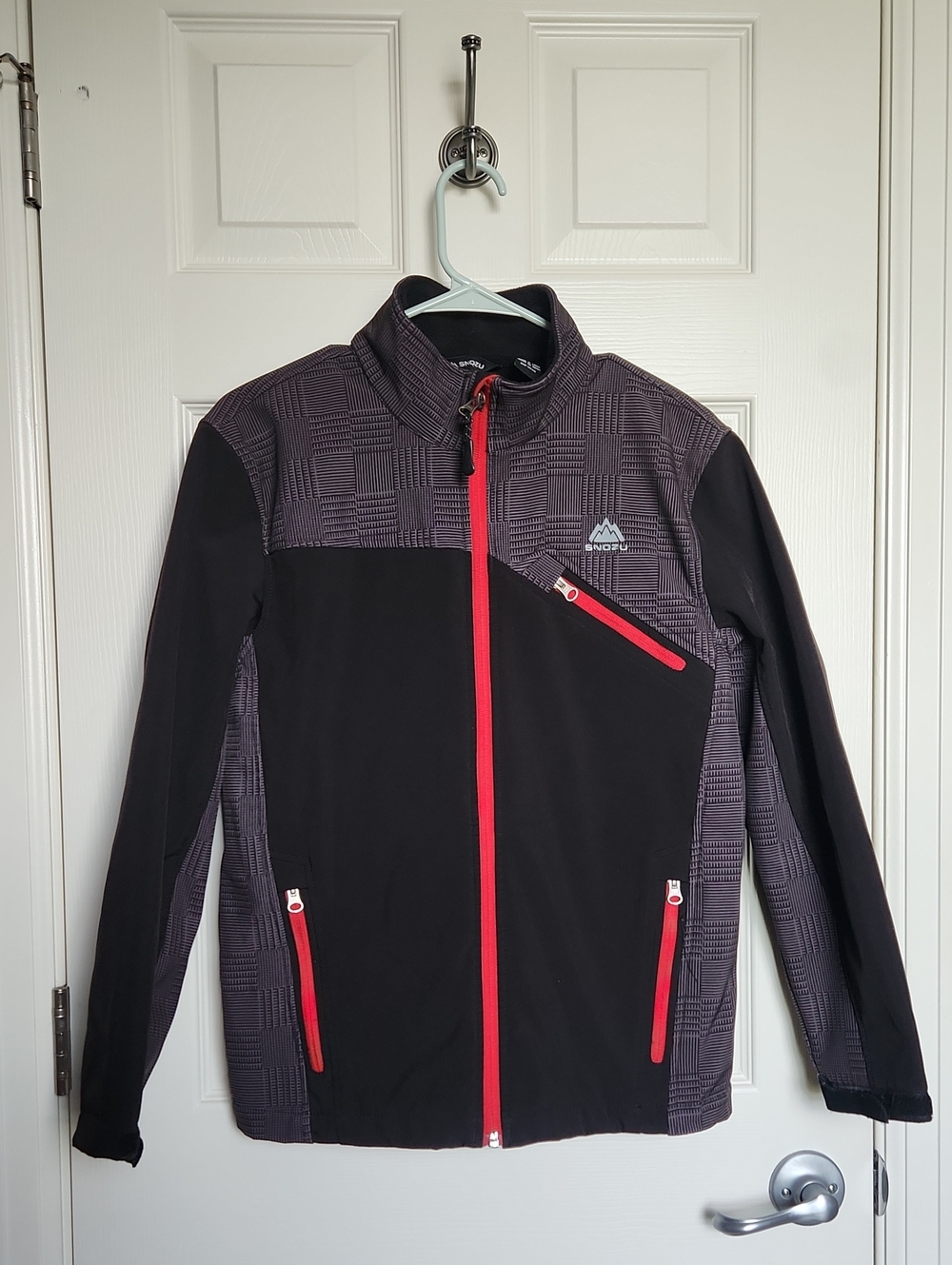Snozu Black and Gray Jacket with Red Zippers